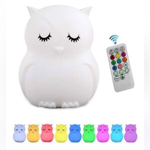 Owl Night Light for Kids, Rechargeable LED Bedside Lamp for Children. New in Box